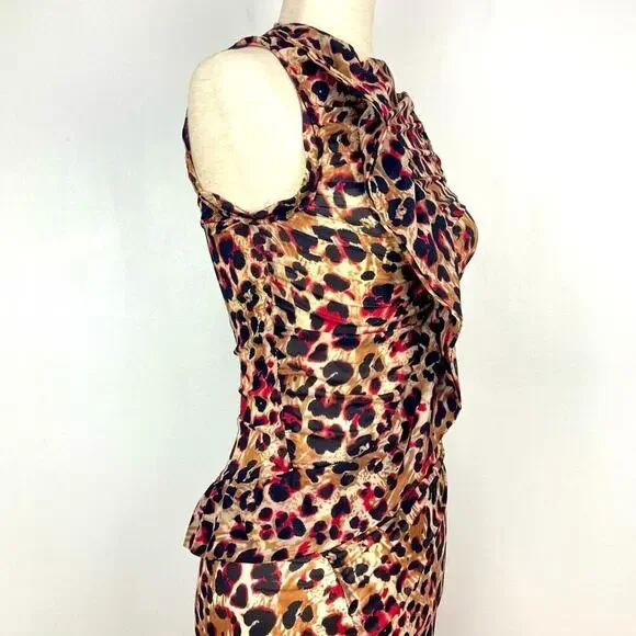 BALENCIAGA Animal Print Stretch Body Conturing Sleeveless Dress - Size 6 - Picture 8 of 11